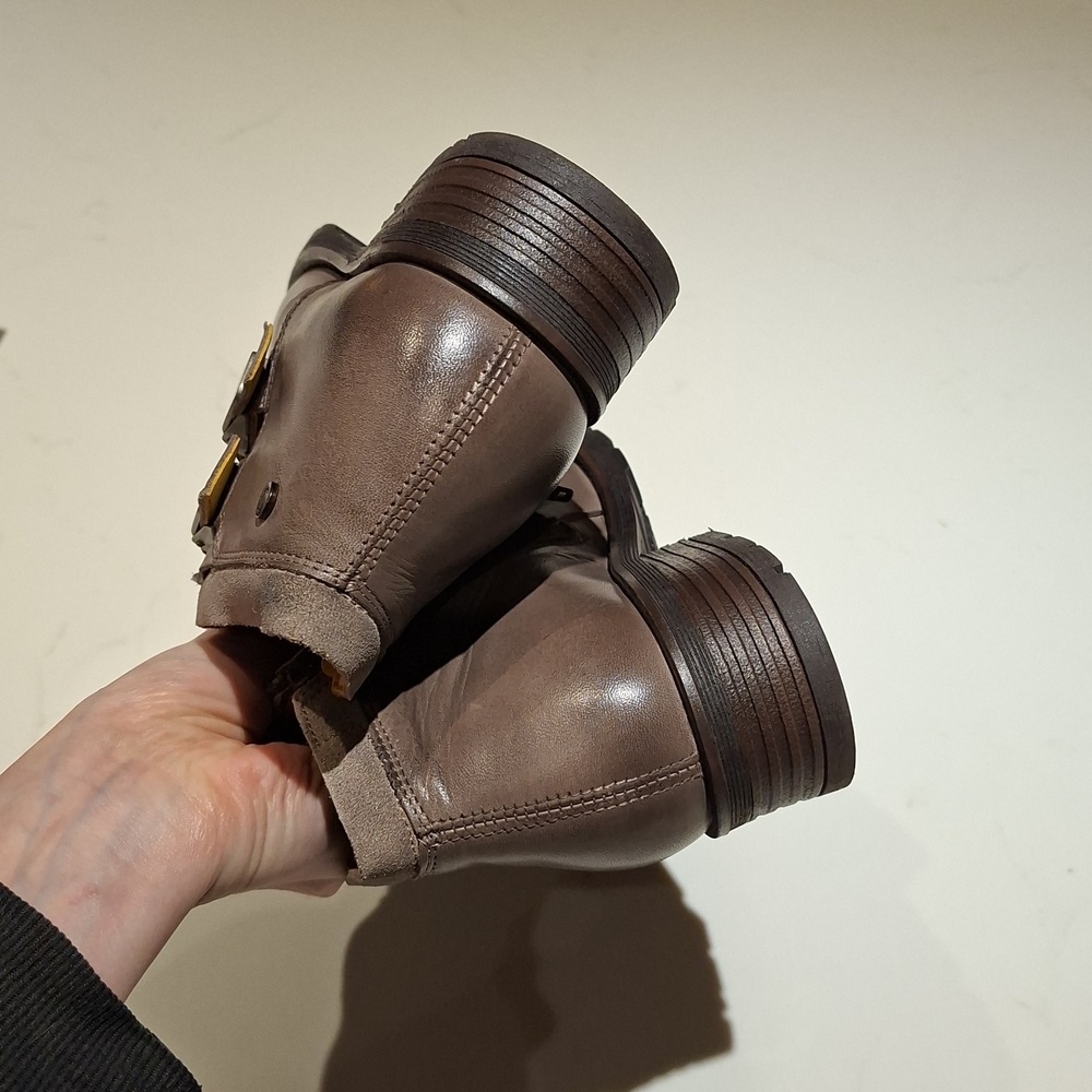 NWOT Jafa Gray Leather Moto/Desert/Steampunk Ankle Boots (EU 42/US 11) - Picture 7 of 9